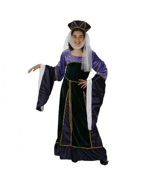 Disfraz de Dama Medieval Morada infantil