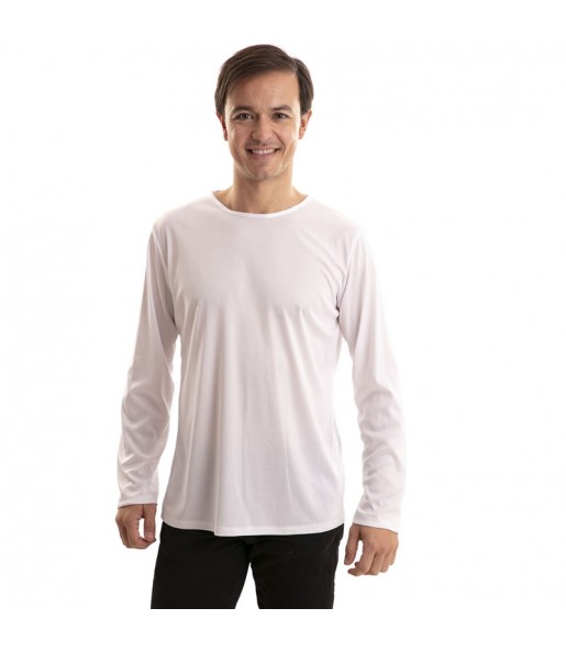 Camiseta blanca para hombre de manga larga