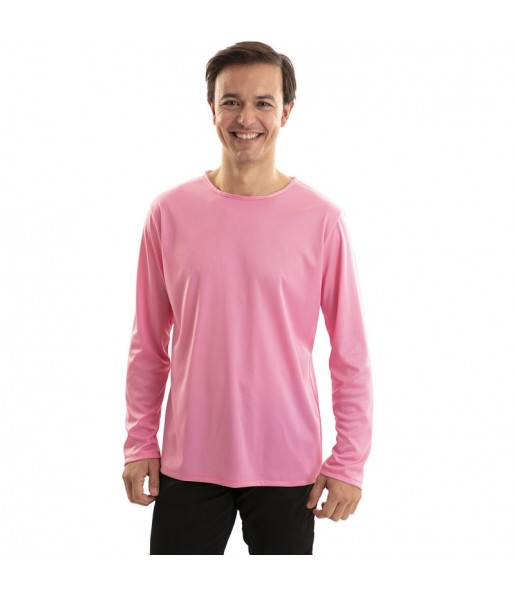 Camiseta rosa para adulto de manga larga