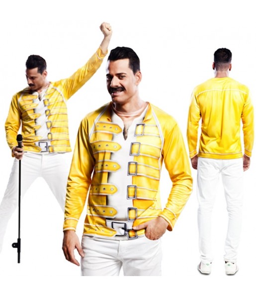Disfraz Camiseta hiperrealista Freddie Mercury hombre