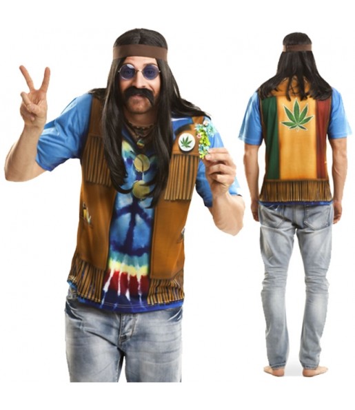 Disfraz Camiseta hiperrealista Hippie Hombre