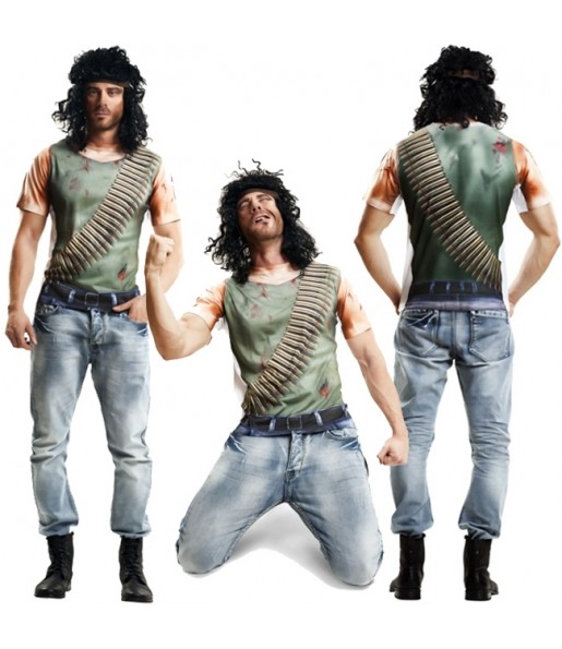Disfraz Camiseta Hiperrealista de John Rambo