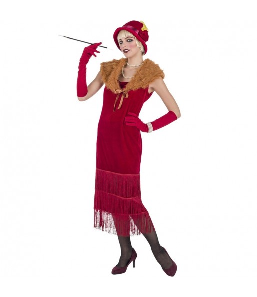 Disfraz de Charlestón años 20 Rojo para mujer