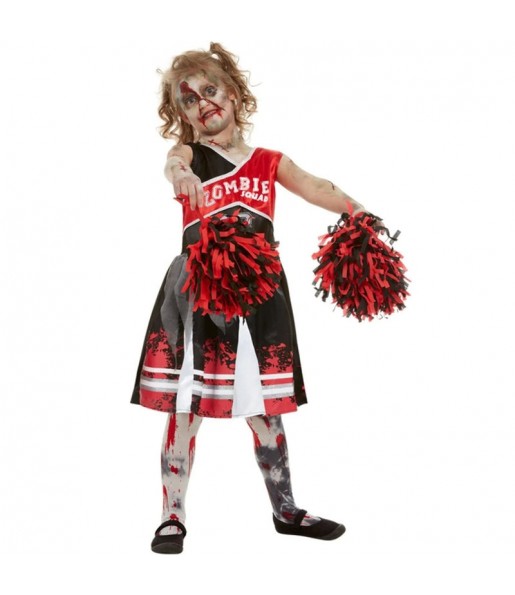Disfraz de Animadora zombie con pompones para niña