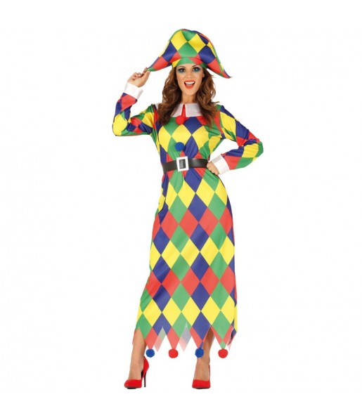 Disfraz de Arlequín Multicolor para mujer