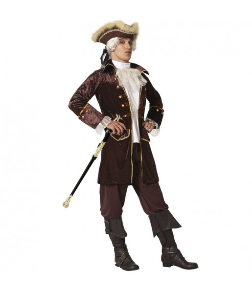 Disfraz de Capitán pirata marrón para hombre