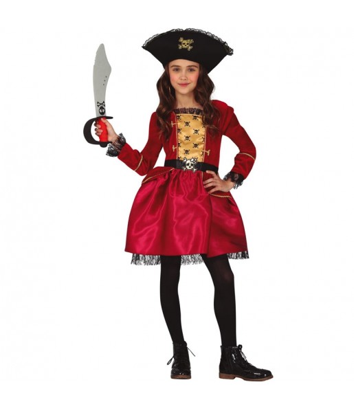 Disfraz de Capitana Pirata elegante para niña
