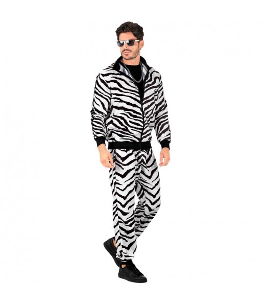Disfraz de Chándal de tigre blanco y negro para hombre