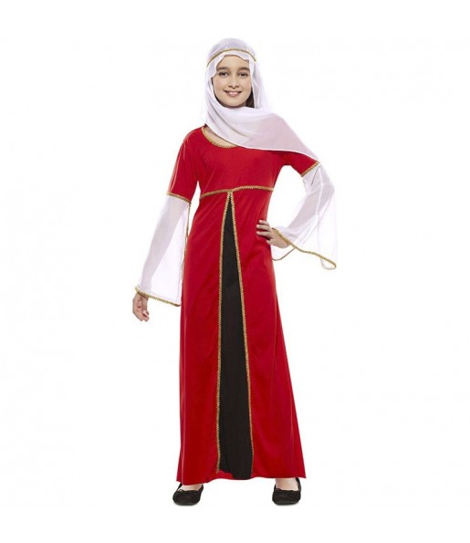 Disfraz de Dama Medieval roja y negra para niña