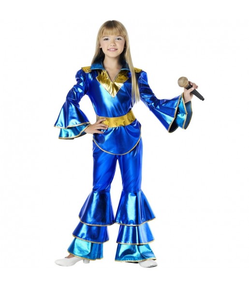 Disfraz de Disco Abba azul para niña