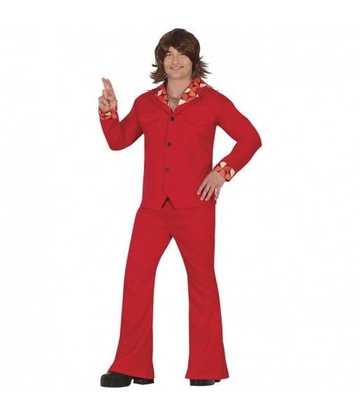 Disfraz de Discotequero de color rojo para hombre