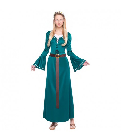 Disfraz de Doncella Medieval Verde para mujer