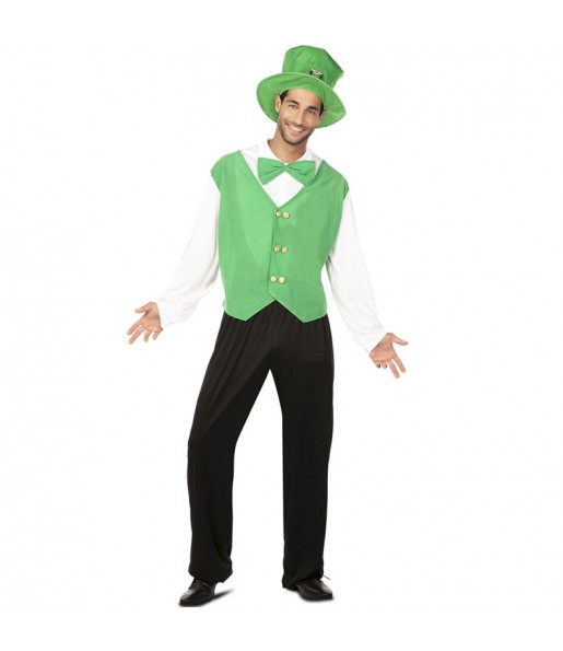 Disfraz de Duende verde irlandés para hombre