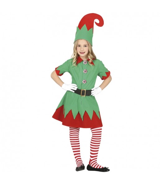 Disfraz de Elfo Papá Noel para niña