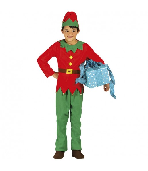 Disfraz de Elfo verde y rojo para niño