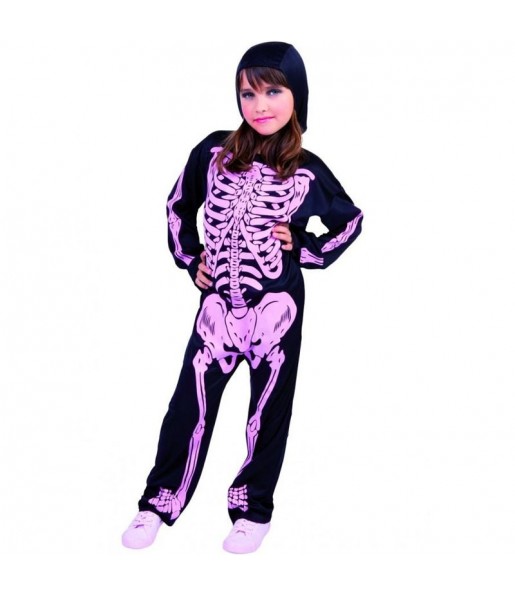Disfraz de Esqueleto con huesos rosas para niña