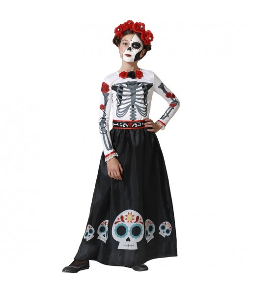 Disfraz de Esqueleto Mexicano Catrina para niña