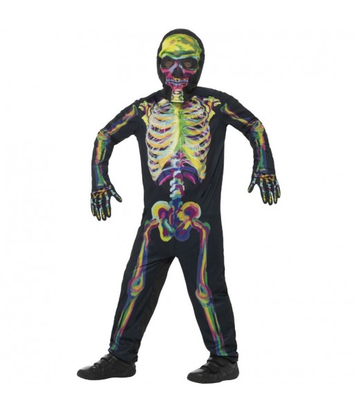 Disfraz de Esqueleto multicolor para niño