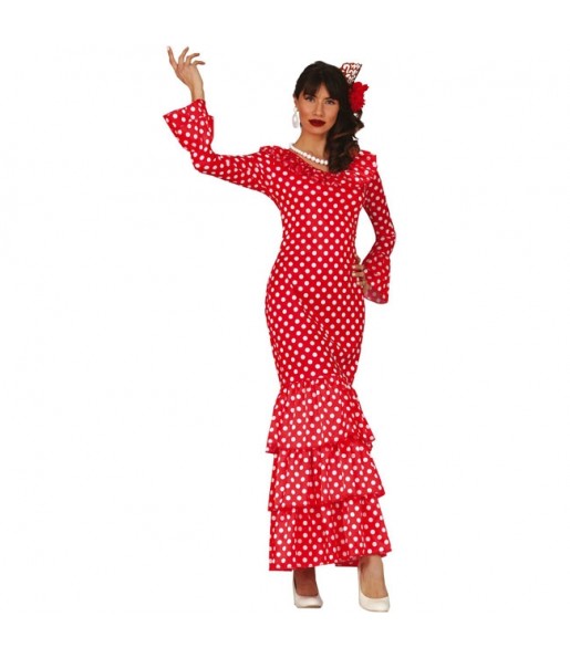 Disfraz de Flamenca Blanca y Roja