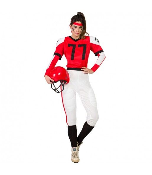 Disfraz de Fútbol Americano rojo para mujer