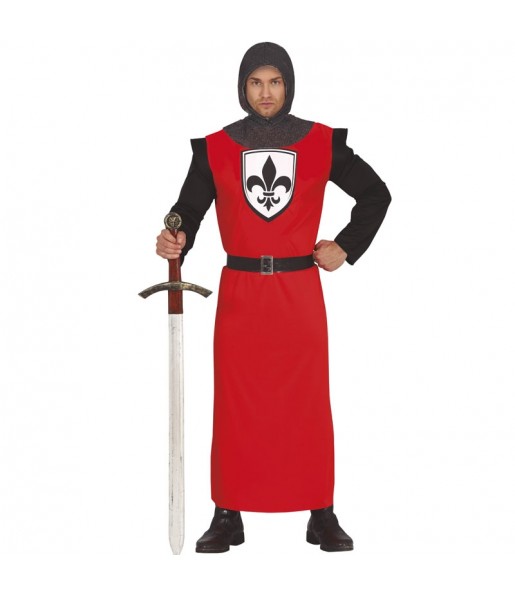 Disfraz de Guerrero Medieval rojo para hombre