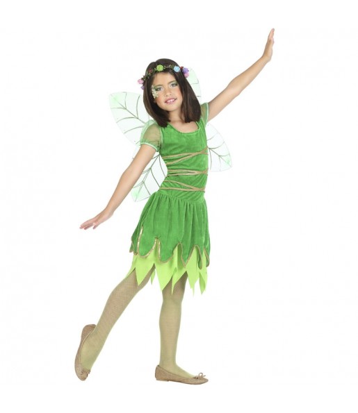Disfraz de Hada verde con alas para niña