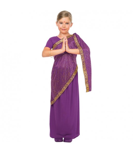 Disfraz de Hindú Bollywood morado para niña