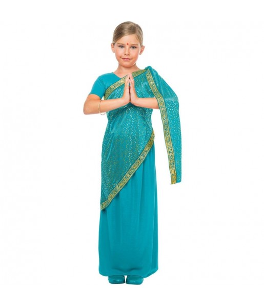 Disfraz de Hindú Bollywood turquesa para niña