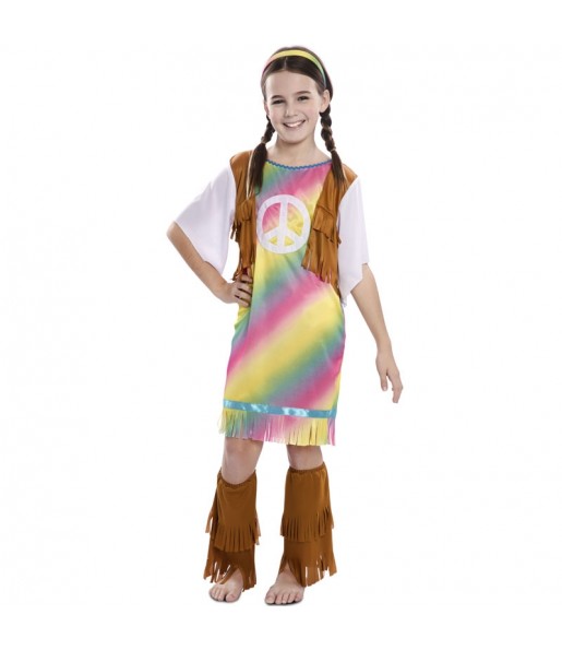 Disfraz de Hippie Arcoíris para niña