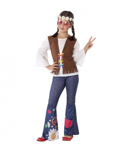 Disfraz de Hippie Sesentera para niña