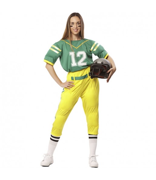 Disfraz de Jugadora Fútbol americano verde para mujer