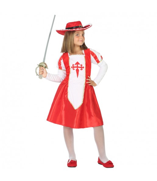 Disfraz de Mosquetera Roja para niña