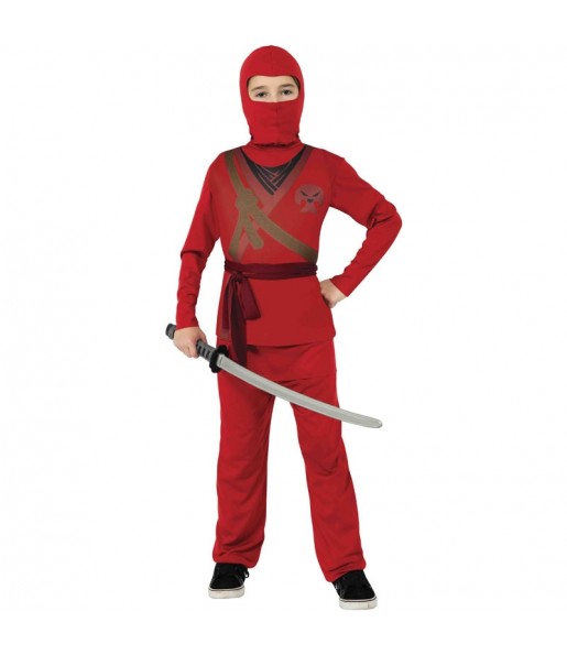 Disfraz de Ninja Skull rojo para niño