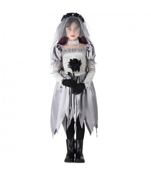 Disfraz de Novia Cadáver gris para niña