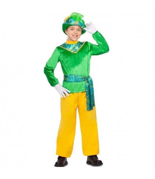 Disfraz de Paje Rey Mago verde para niño