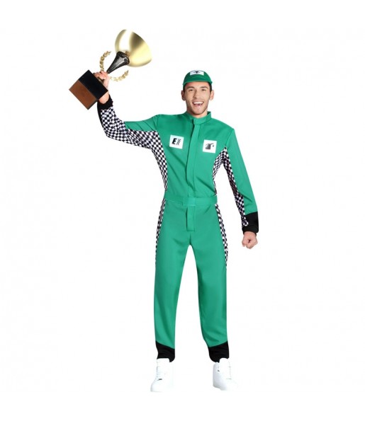 Disfraz de Piloto verde de Fórmula 1 para hombre