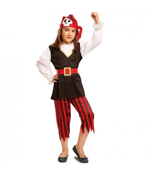 Disfraz de Pirata Calavera Clásica para niña