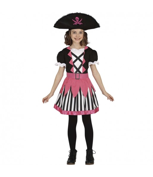 Disfraz de Pirata Calavera rosa para niña