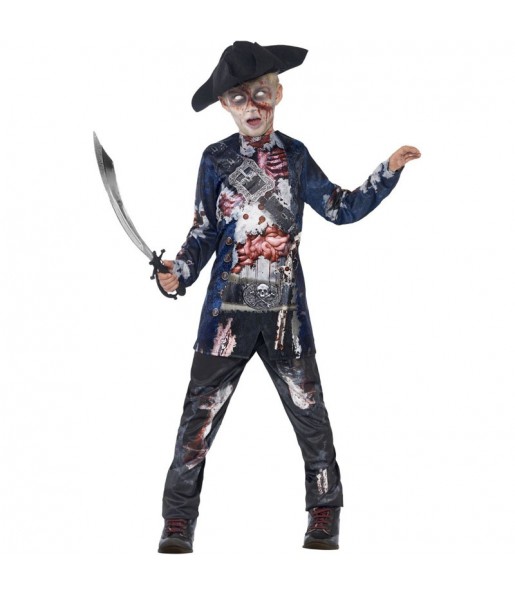 Disfraz de Pirata zombie sangriento para niño