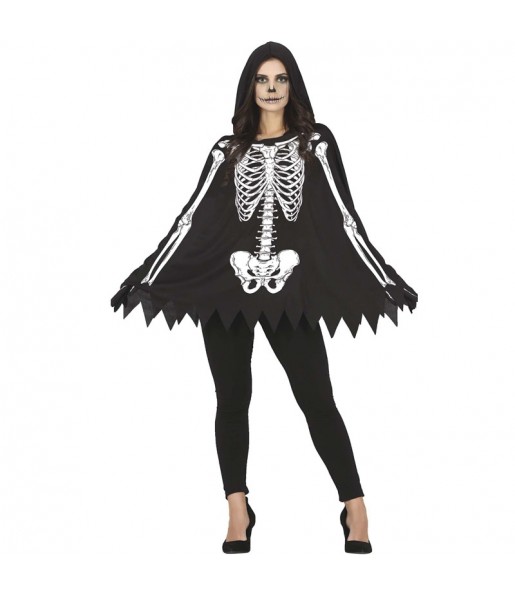 Disfraz de Poncho Esqueleto para mujer