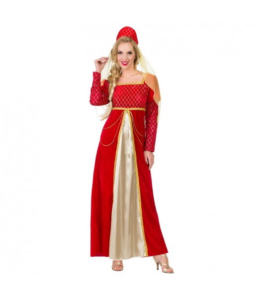 Disfraz de Princesa Medieval roja para mujer
