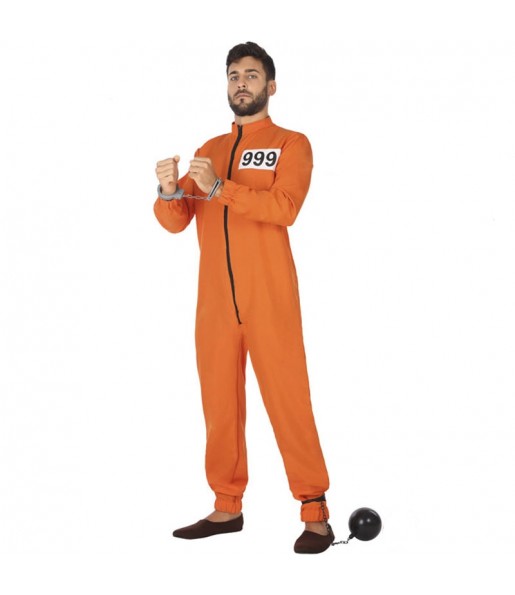 Disfraz de Prisionero con uniforme naranja para hombre