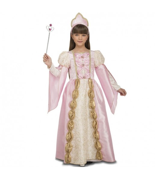 Disfraz de Reina Medieval Rosa para niña