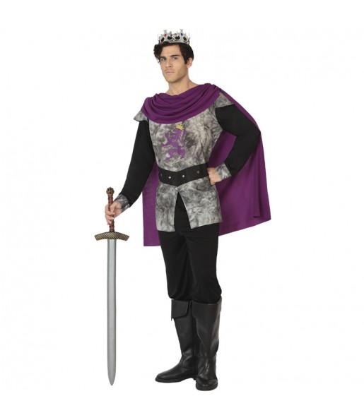Disfraz de Rey medieval gris para hombre