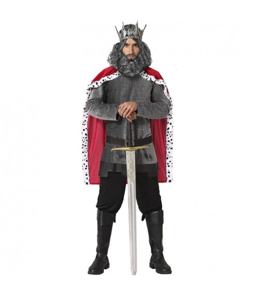 Disfraz de Rey Medieval gris para hombre