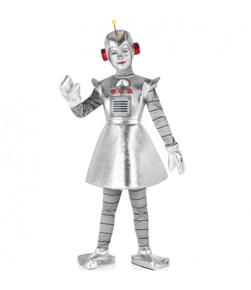 Disfraz de Robot plateado para niña