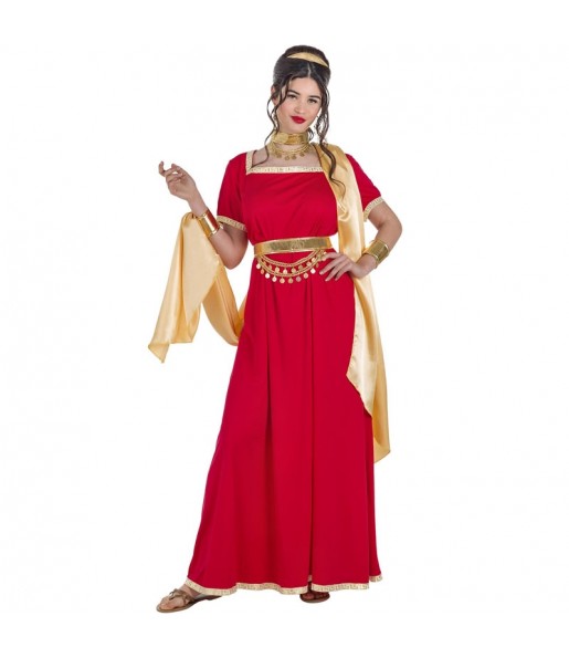 Disfraz de Romana roja y dorada para mujer