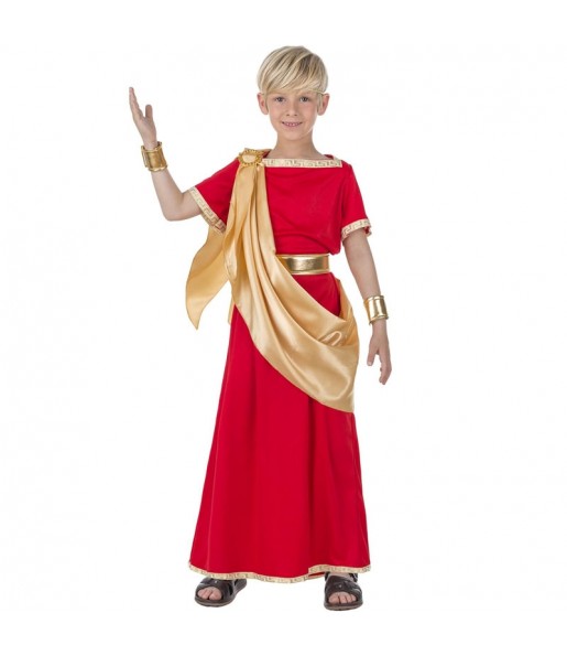 Disfraz de Romano rojo y dorado para niño