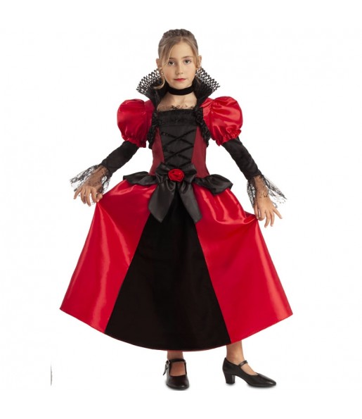 Disfraz de Vampiresa Gótica negra y roja para niña