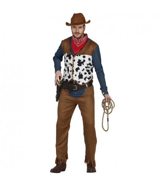 Disfraz de Vaquero con estampado de vaca para hombre